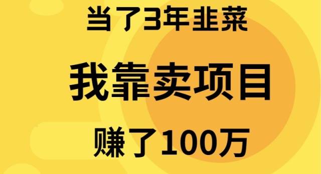 当了3年韭菜，我靠卖项目赚了100万 - 晨鑫项目库-晨鑫项目库