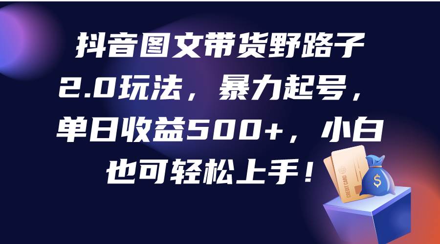 抖音图文带货野路子2.0玩法，暴力起号，单日收益500+，小白也可轻松上手！ - 晨鑫项目库-晨鑫项目库