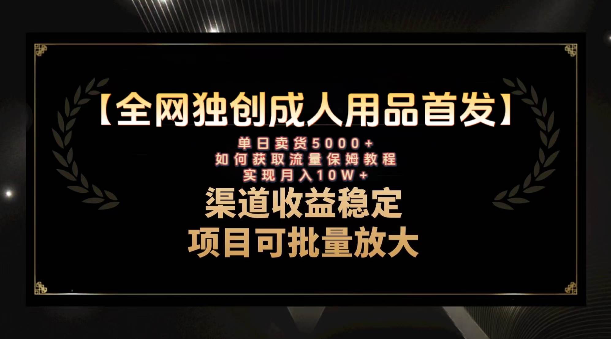 最新全网独创首发，成人用品赛道引流获客，月入10w保姆级教程 - 晨鑫项目库-晨鑫项目库
