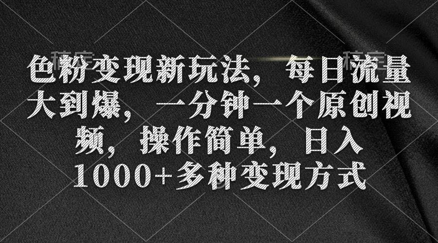 色粉变现新玩法，每日流量大到爆，一分钟一个原创视频，操作简单，日入1000+ - 晨鑫项目库-晨鑫项目库