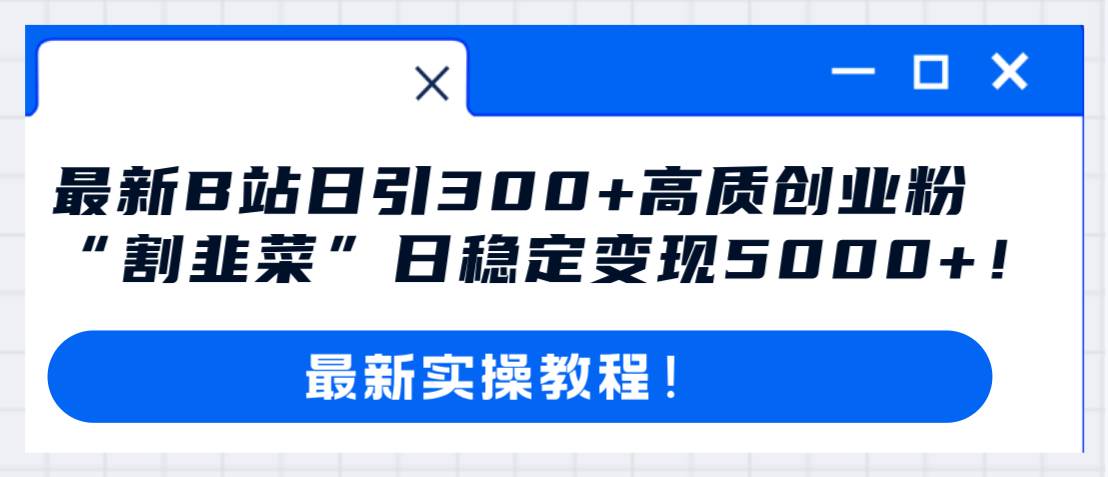 最新B站日引300+高质创业粉教程！“割韭菜”日稳定变现5000+！ - 晨鑫项目库-晨鑫项目库