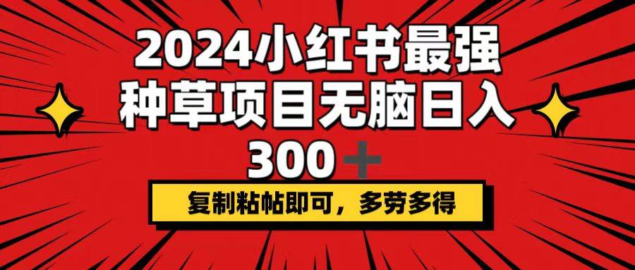 2024小红书最强种草项目，无脑日入300+，复制粘帖即可，多劳多得 - 晨鑫项目库-晨鑫项目库