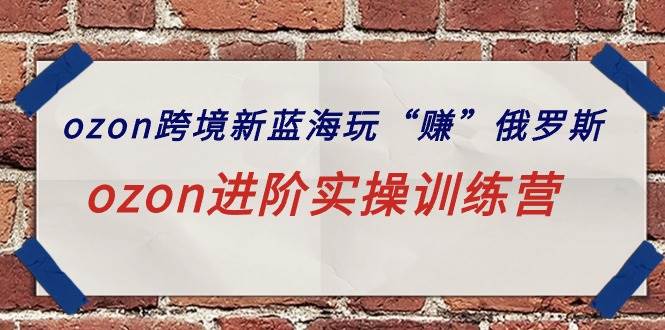 ozon跨境新蓝海玩“赚”俄罗斯，ozon进阶实操训练营 - 晨鑫项目库-晨鑫项目库