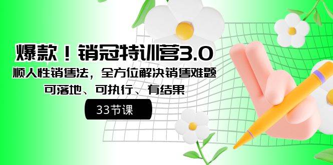 爆款！销冠特训营3.0之顺人性销售法，全方位解决销售难题、可落地、可执行、有结果 - 晨鑫项目库-晨鑫项目库