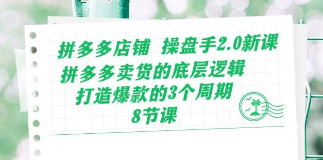 拼多多店铺 操盘手2.0新课，拼多多卖货的底层逻辑，打造爆款的3个周期-8节 - 晨鑫项目库-晨鑫项目库