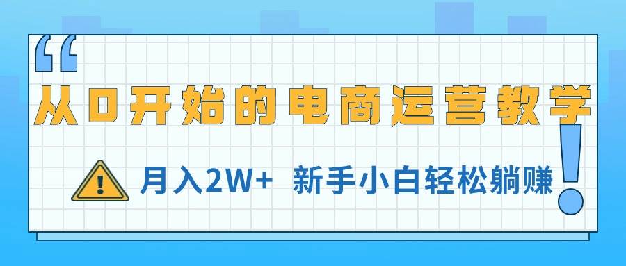 从0开始的电商运营教学，月入2W+，新手小白轻松躺赚 - 晨鑫项目库-晨鑫项目库