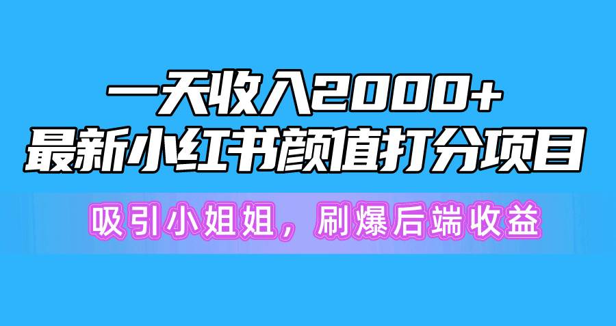 一天收入2000+，最新小红书颜值打分项目，吸引小姐姐，刷爆后端收益 - 晨鑫项目库-晨鑫项目库