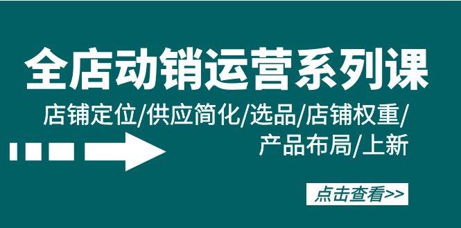 全店·动销运营系列课：店铺定位/供应简化/选品/店铺权重/产品布局/上新 - 晨鑫项目库-晨鑫项目库