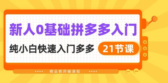 新人0基础拼多多入门，纯小白快速入门多多（21节课） - 晨鑫项目库-晨鑫项目库