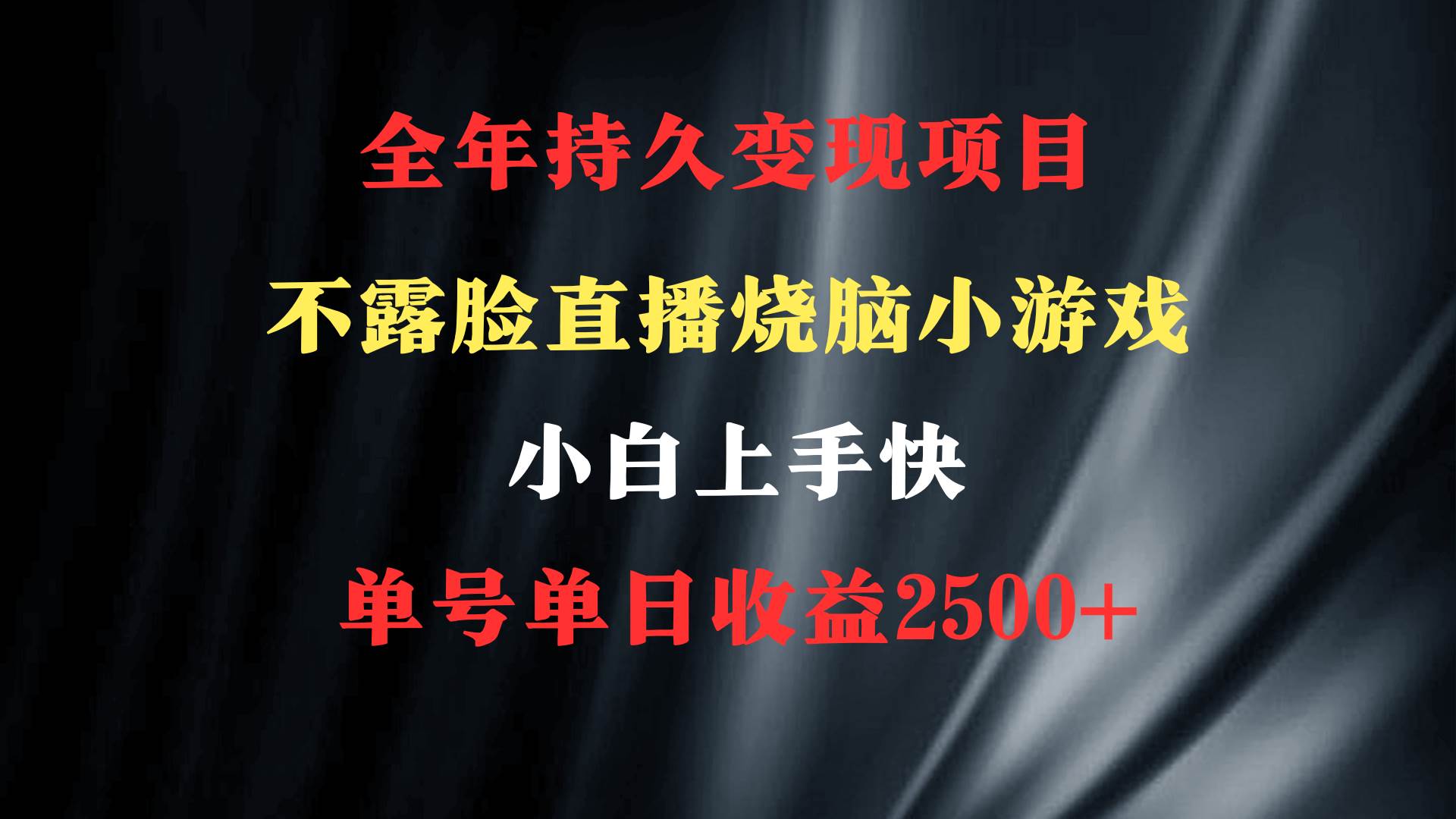 2024年 最优项目，烧脑小游戏不露脸直播 小白上手快 无门槛 一天收益2500+ - 晨鑫项目库-晨鑫项目库