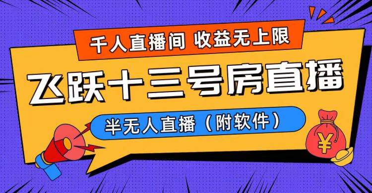 爆火飞跃十三号房半无人直播，一场直播上千人，日入过万！（附软件） - 晨鑫项目库-晨鑫项目库