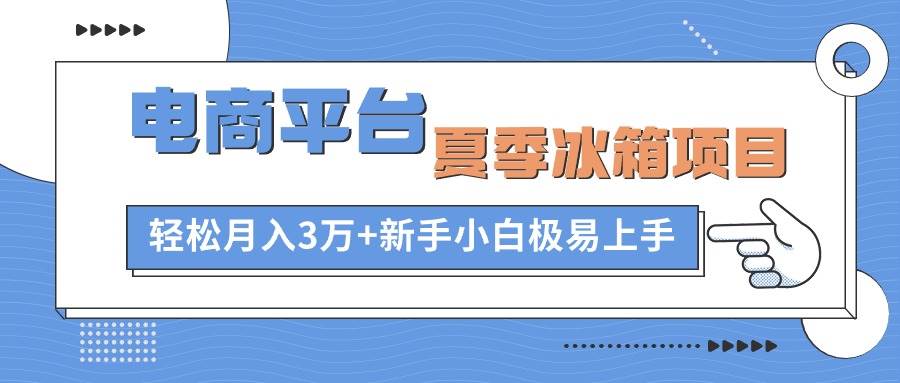 电商平台夏季冰箱项目，轻松月入3万+，新手小白极易上手 - 晨鑫项目库-晨鑫项目库