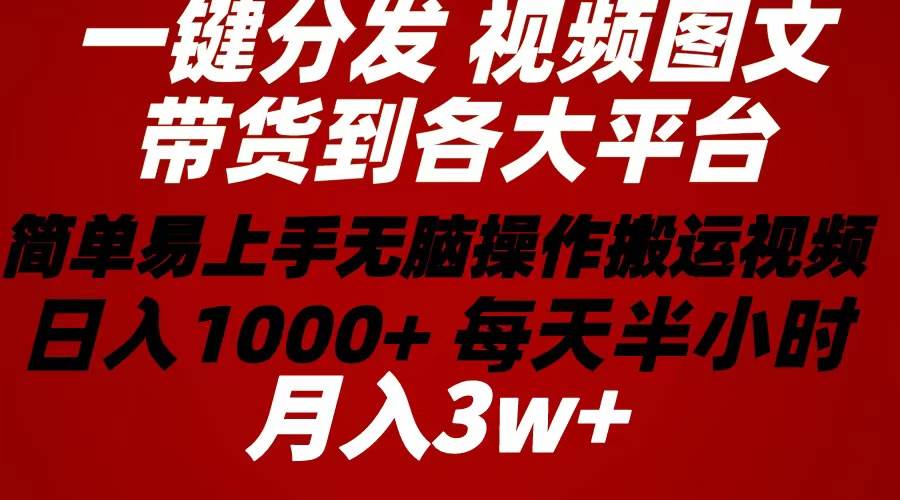 2024年 一键分发带货图文视频 简单易上手 无脑赚收益 每天半小时日入1... - 晨鑫项目库-晨鑫项目库