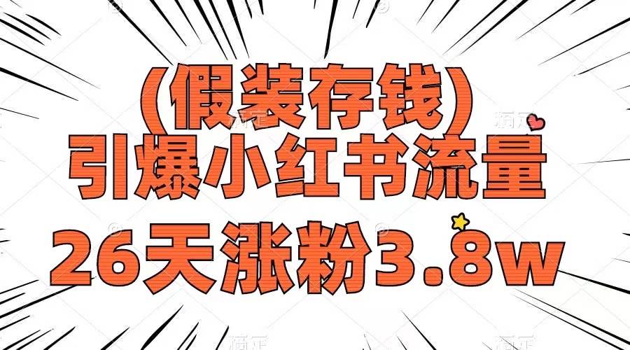 假装存钱，引爆小红书流量， 26天涨粉3.8w，作品制作简单，多种变现方式 - 晨鑫项目库-晨鑫项目库