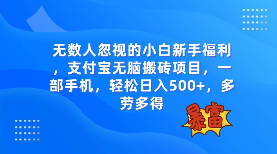 无数人忽视的项目，支付宝无脑搬砖项目，一部手机即可操作，轻松日入500+ - 晨鑫项目库-晨鑫项目库