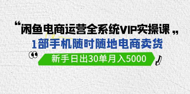 闲鱼电商运营全系统VIP实战课，1部手机随时随地卖货，新手日出30单月入5000 - 晨鑫项目库-晨鑫项目库