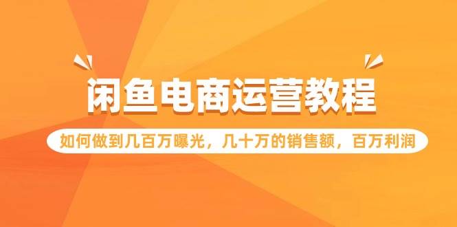 闲鱼电商运营教程：如何做到几百万曝光，几十万的销售额，百万利润 - 晨鑫项目库-晨鑫项目库