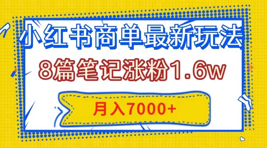 小红书商单最新玩法，8篇笔记涨粉1.6w，几分钟一个笔记，月入7000+ - 晨鑫项目库-晨鑫项目库