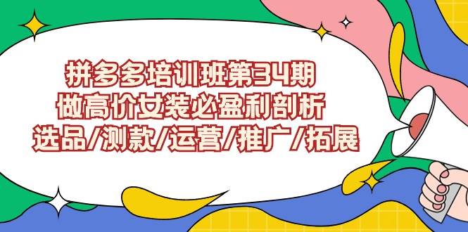 拼多多培训班第34期：做高价女装必盈利剖析 选品/测款/运营/推广/拓展 - 晨鑫项目库-晨鑫项目库