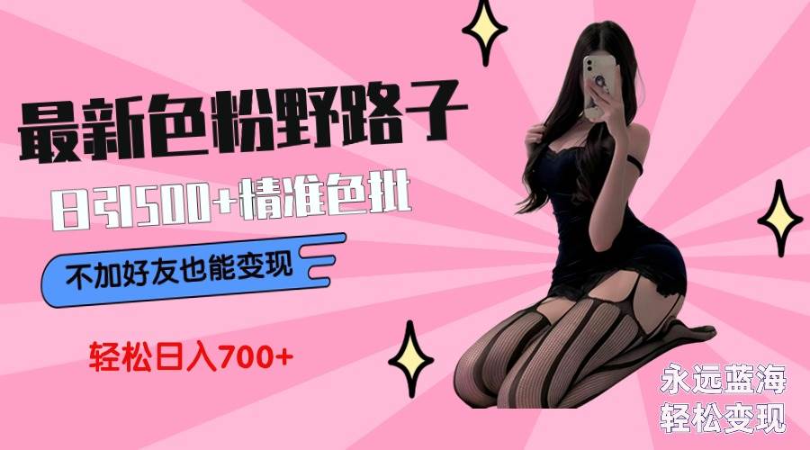 最新色粉变现野路子，日引500+老色批 可不加好友直接变现 小白轻松日入700+ - 晨鑫项目库-晨鑫项目库