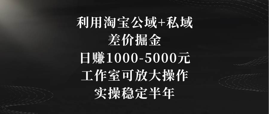 利用淘宝公域+私域差价掘金，日赚1000-5000元，工作室可放大操作，实操... - 晨鑫项目库-晨鑫项目库