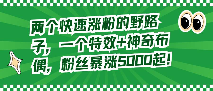两个快速涨粉的野路子，一个特效+神奇布偶，粉丝暴涨5000起！ - 晨鑫项目库-晨鑫项目库