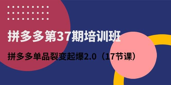 拼多多第37期培训班：拼多多单品裂变起爆2.0（17节课） - 晨鑫项目库-晨鑫项目库