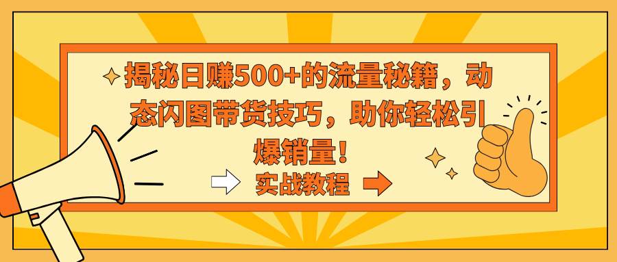 揭秘日赚500+的流量秘籍，动态闪图带货技巧，助你轻松引爆销量！ - 晨鑫项目库-晨鑫项目库