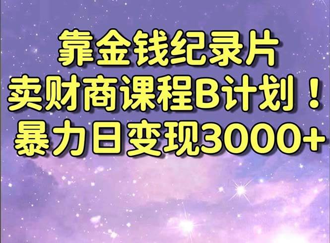 靠金钱纪录片卖财商课程B计划！暴力日变现3000+，喂饭式干货教程！ - 晨鑫项目库-晨鑫项目库