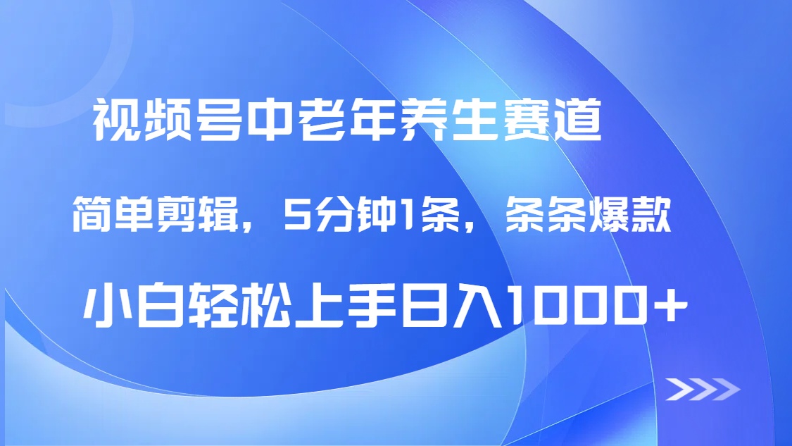 DeepSeek+既梦做视频号中老年养生赛道，条条爆款5分钟1条，轻松日入1000+ - 晨鑫项目库-晨鑫项目库