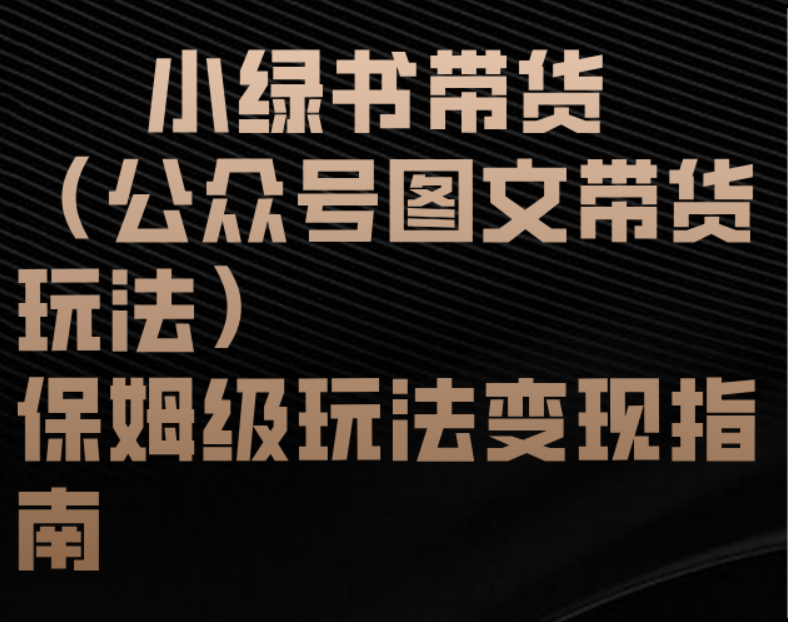 小绿书带货（公众号图文带货玩法）保姆级玩法变现指南 - 晨鑫项目库-晨鑫项目库