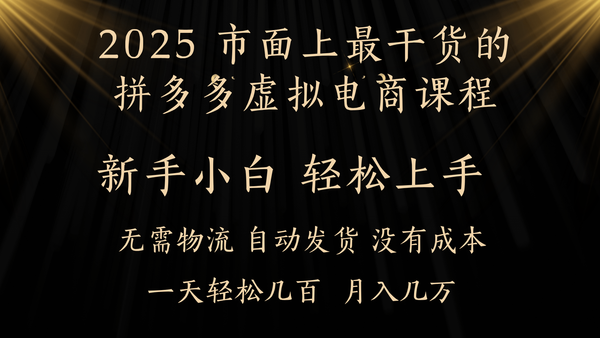 25年最干货的拼多多虚拟电商课程，小白轻松上手，月入过万只是门槛！虚拟电商，如皓月见青天！ - 晨鑫项目库-晨鑫项目库