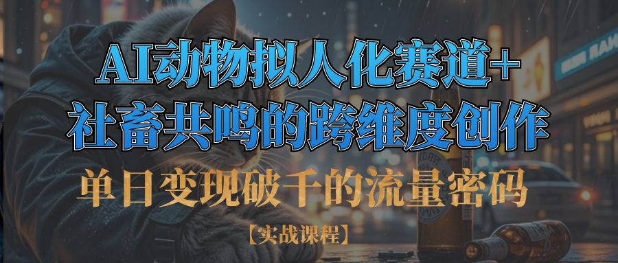 单日变现破千的流量密码,AI动物拟人化赛道+社畜共鸣的跨维度创作 - 晨鑫项目库-晨鑫项目库