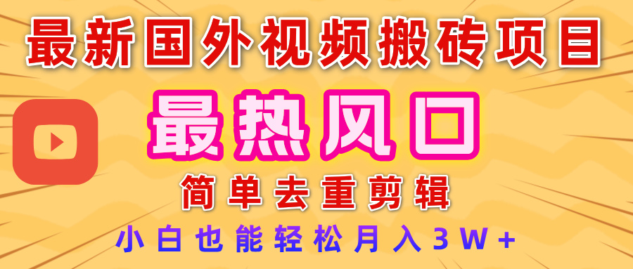 2025最新热门风口，国外视频搬砖项目，简单去重剪辑，小白也能轻松月入3W+ - 晨鑫项目库-晨鑫项目库