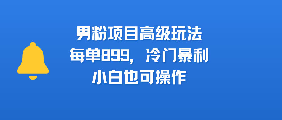男粉项目高级玩法，每单899，冷门暴利，小白也可操作 - 晨鑫项目库-晨鑫项目库