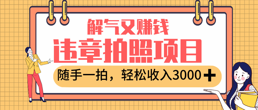 最新违章拍照赚钱，解气又赚钱的项目，随手一拍，轻松收入3000+ - 晨鑫项目库-晨鑫项目库