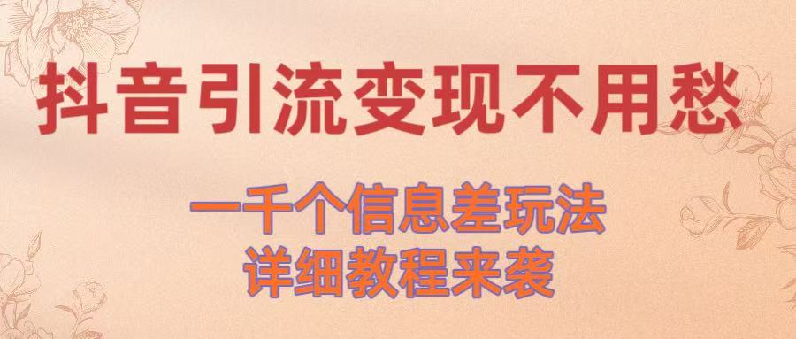 抖音引流变现不用愁！一千个信息差玩法详细教程来袭 - 晨鑫项目库-晨鑫项目库