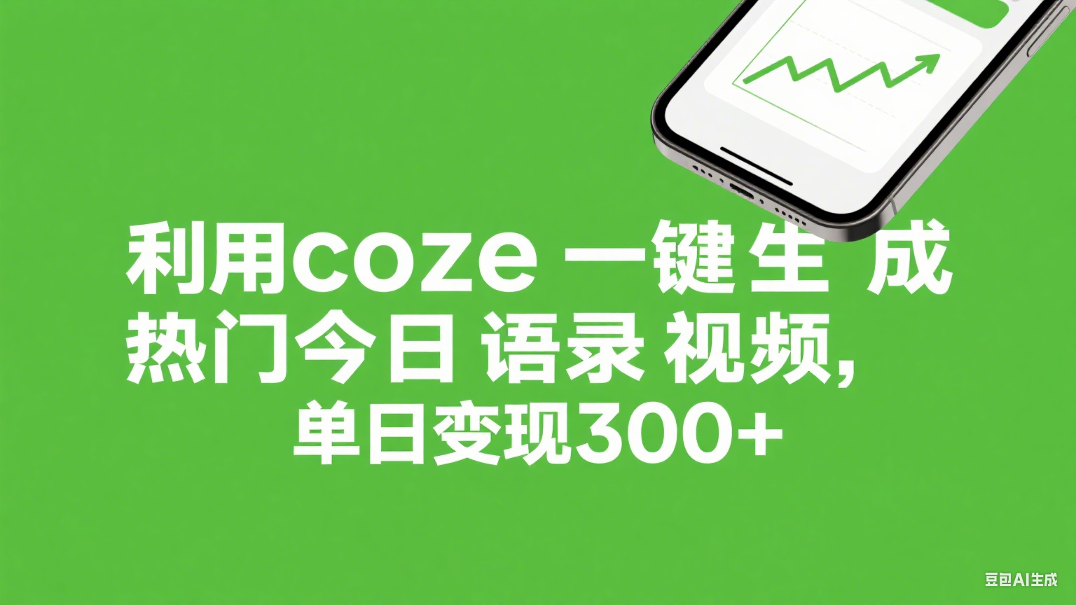 利用coze一键生成热门今日语录视频，单日变现300+ - 晨鑫项目库-晨鑫项目库