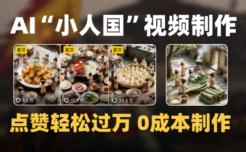 爆款1000W+微缩景观迷你小人国AI视频，0成本制作全流程教学 - 晨鑫项目库-晨鑫项目库