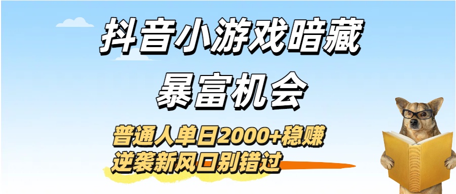 抖音小游戏暗藏暴富机会！普通人单日2000+稳赚，逆袭新风口别错过 - 晨鑫项目库-晨鑫项目库